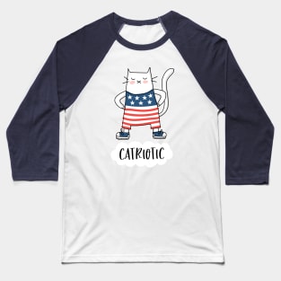 Catriotic - USA - Patriotic Cat in American Flag Suit Baseball T-Shirt